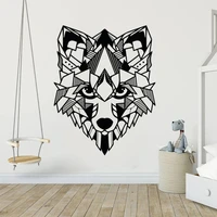 nordic style wolf art geometric wall decals for kids bedroom livingroom decor stickers vinyl animal wallpaper murals hj1237