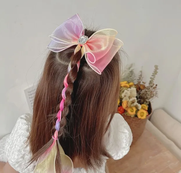 Новинка Детские аксессуары для волос девочек Радужная пряжа принцессы с