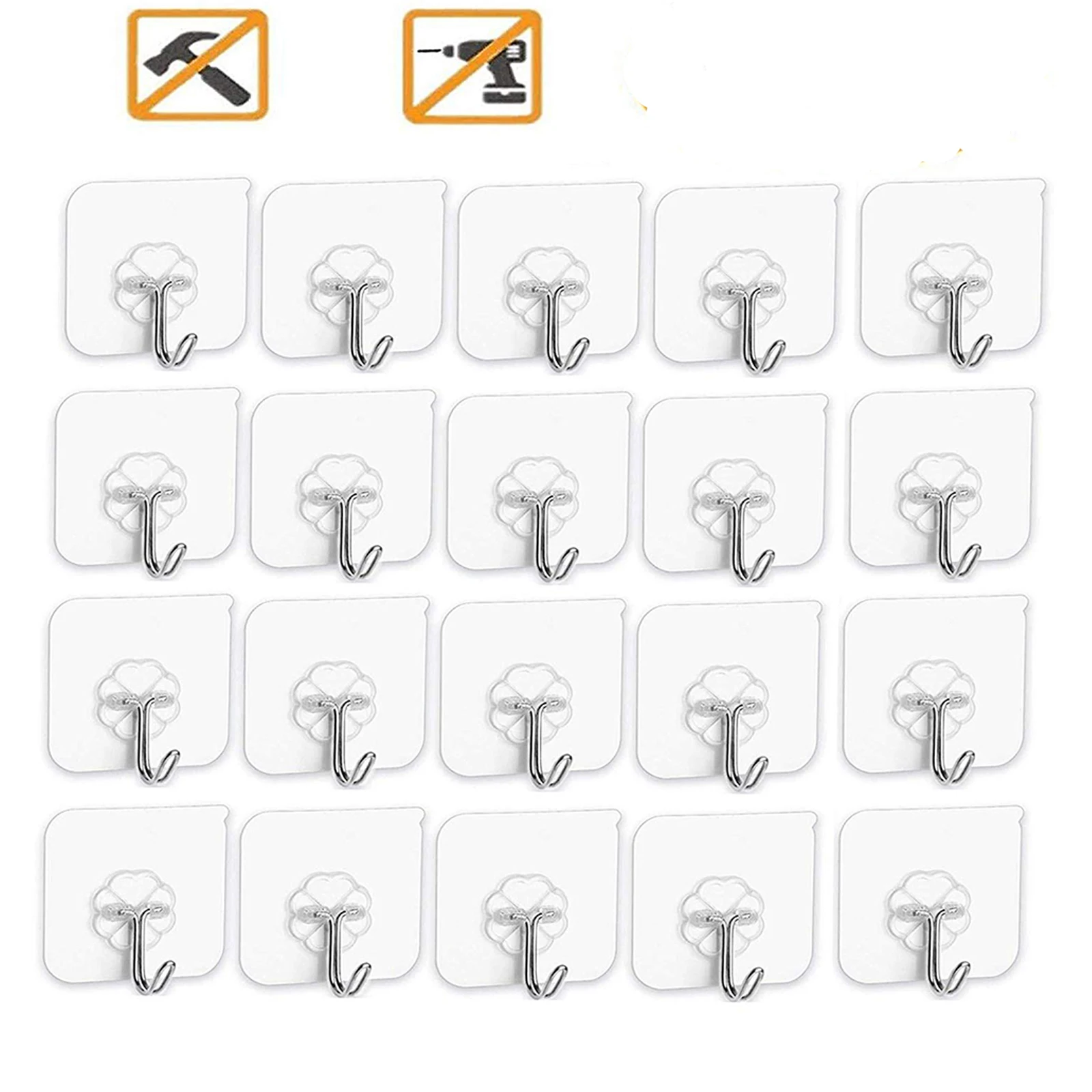 

20PCS Wall Hooks Strong Transparent Suction Cup Sucker Hanger Kitchen Bathroom Multi Use Adhesive Hook Door Hanger Sticke