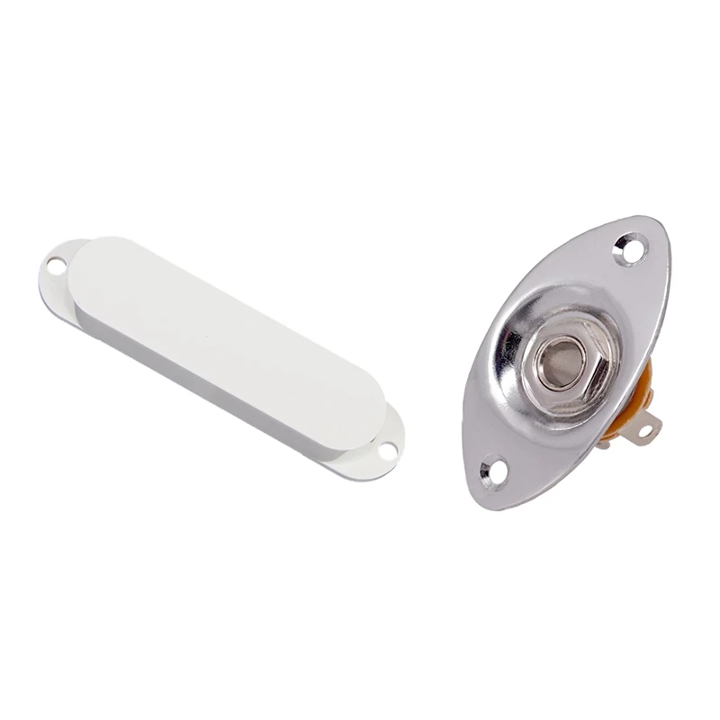 

Set of 3 White Single Coil Pickup Cover for Electric Guitar with Oval Indented Jack Output Plate Jackplate and Socket