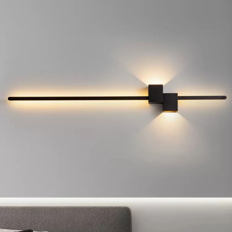 

Nordic Modern LED Longer Wall Lamp Living Room Bedroom Bedside Lights Stair Surface Mounted Minimalist Design Light Fixtures