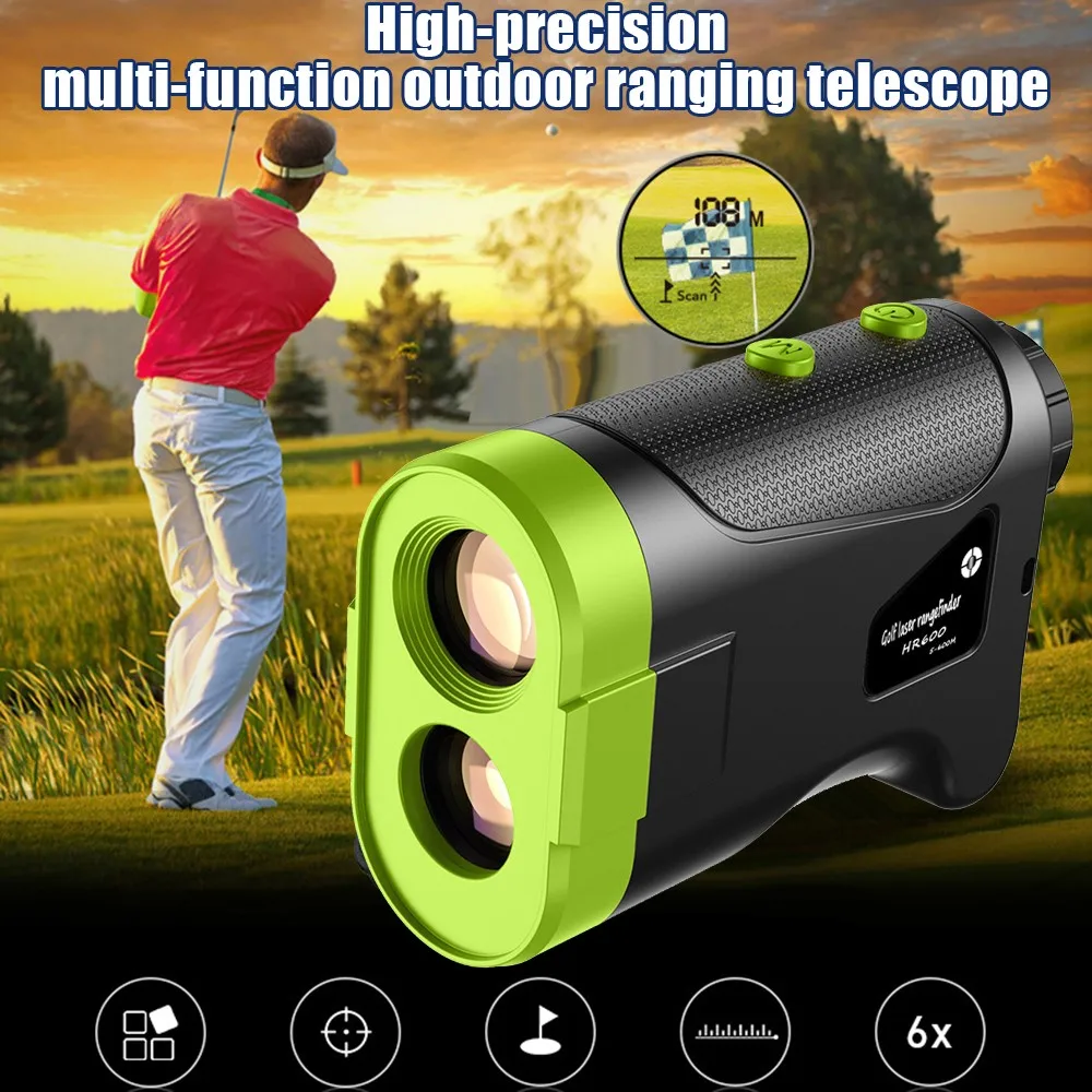 

600M Laser Golf Rangefinder Hunting Range Finder Speed Tester Flagpole Locking Slope 6X for Target Shooting Distance Measuring