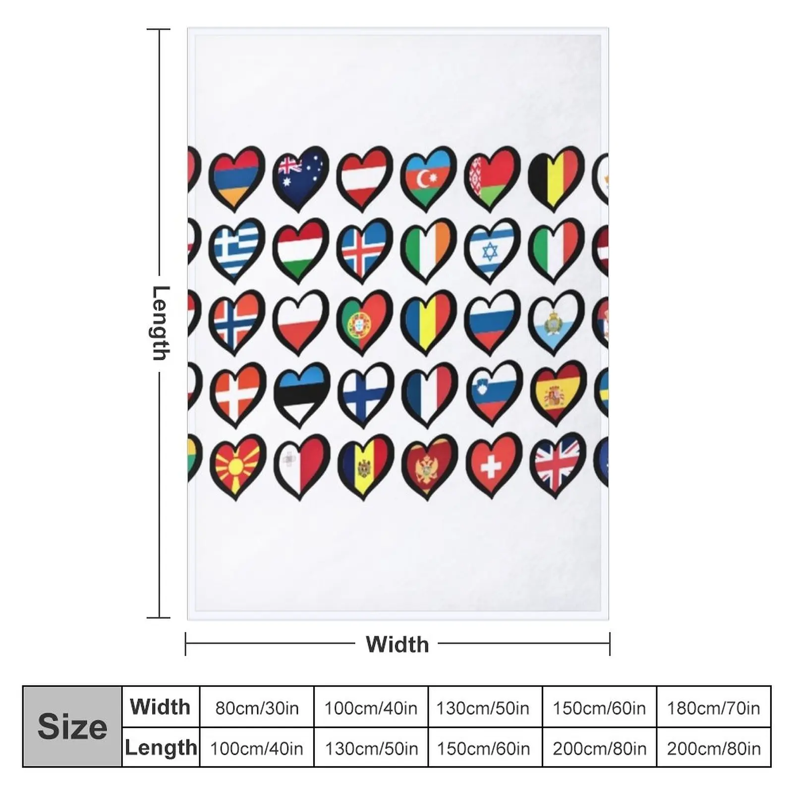 Утяжеленное одеяло с изображением флагов сердец