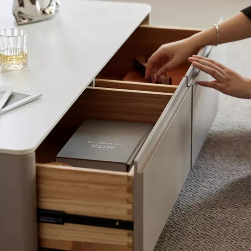 Белый кофейный столик в скандинавском стиле прямоугольный дизайнерский простой