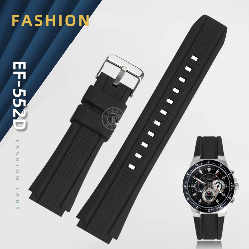 

Sports Silicone Rubber Watch Strap For Casio Edifice EF-552 Watchbands EF-552D-1A Series Men's Black Bracelet Waterproof 25*20mm