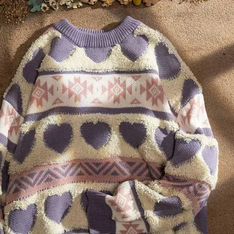 Женский трикотажный пуловер Zuolunouba акрил фиолетовый