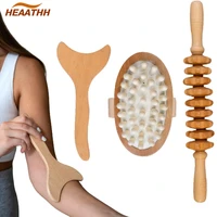 3pcsset natural wood massager wooden lymphatic drainage tool massage brush arm leg massage roller for body muscle relaxation