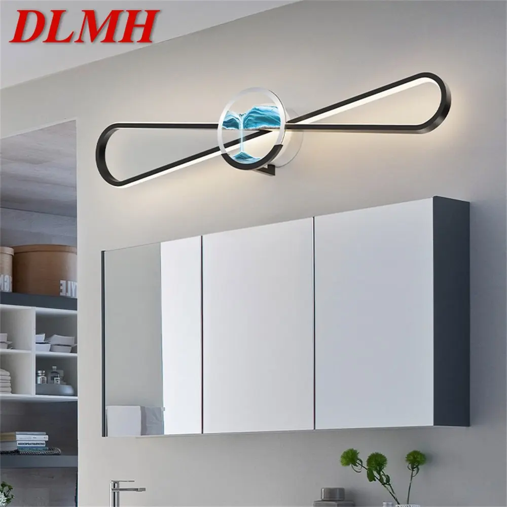 

DLMHHourglass зеркальная передняя светодиодная лампа, 3 цвета, устройство для ванной комнаты, простой золотой макияж, туалетный столик, настенный ...