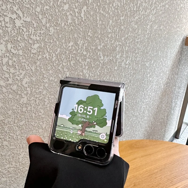 Прозрачный чехол для телефона с милым молочным узором в Корее Samsung Galalxy Z Flip 6 5 4 3