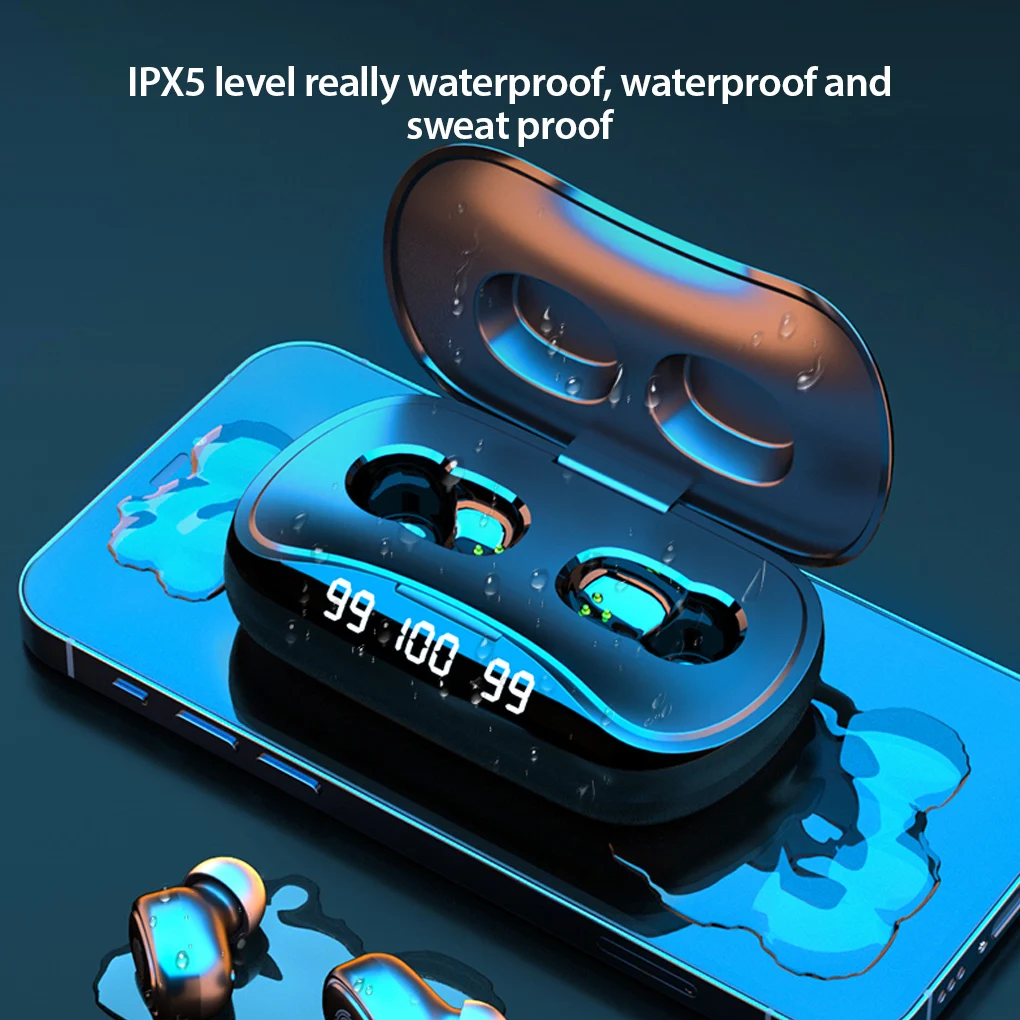 

TWS 210S Earbuds Bluetooth-compatible V5.1 IPX5 Waterproof Sweat-proof Sports Earphones Rechargeable with Microphone Blue
