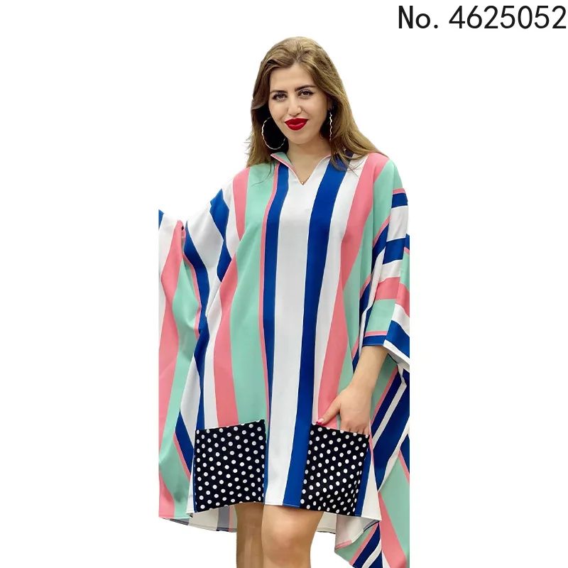 

African Clothes for Women Summer African Women Long Sleeve V-neck Polyester Dress African Dresses for Women L-4XL
