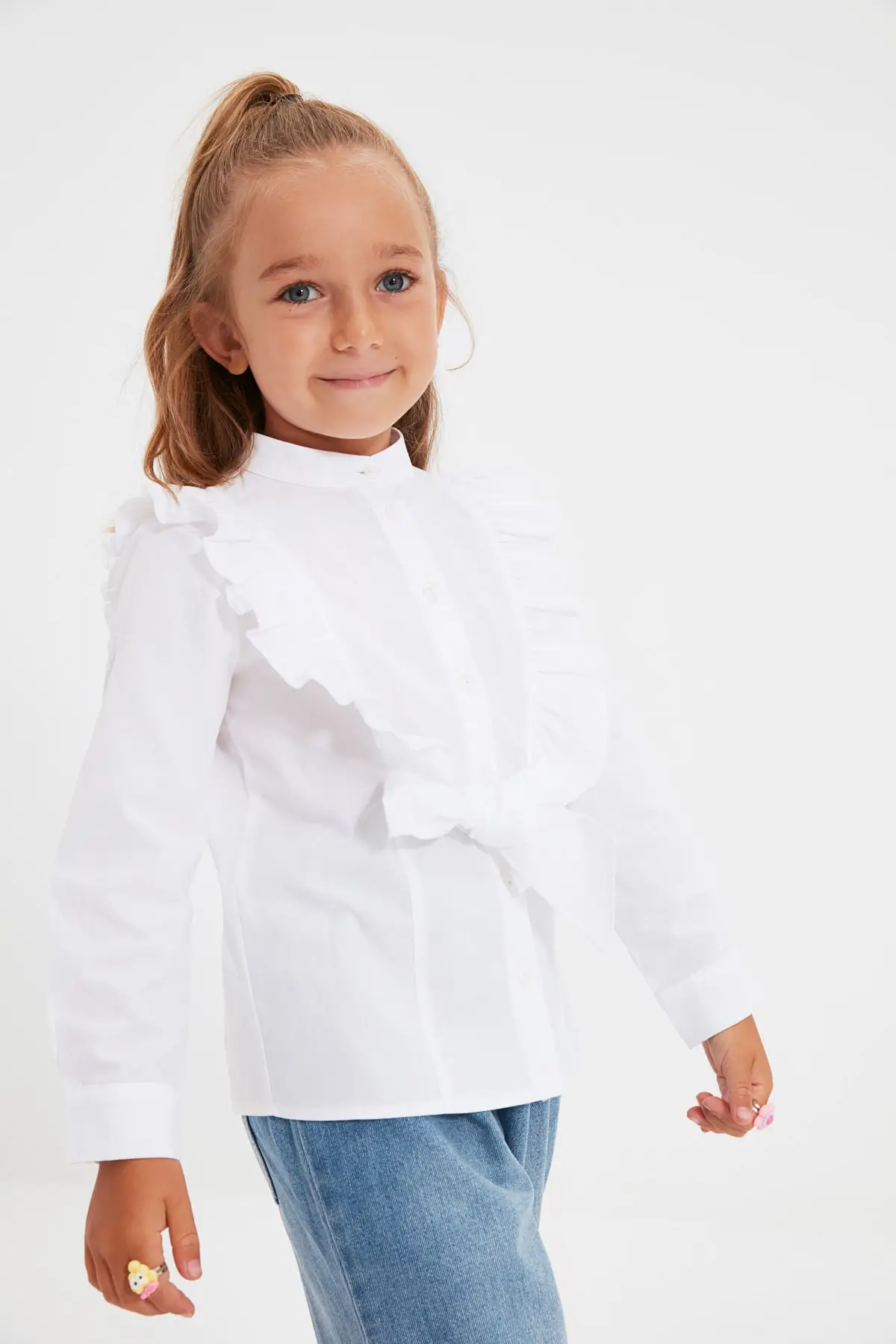

Trendyol Fronting Ruffles Female Child Woven Shirt TKDAW22GO0229