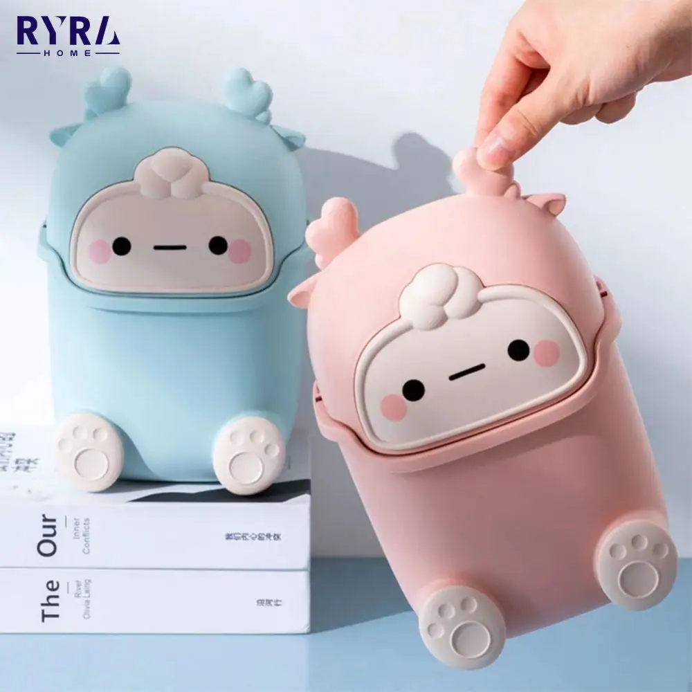 

High Quality Ins Desktop Small Trash Bin Waste Bin Bedroom Home Cute Trash Can With Lid Home Office Rubbish Bin Dropshipping New