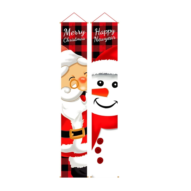 

Christmas Door Decorations Hanging Outdoor Couplets For Xmas Festive Merry Christmas Banner Front Porch Sign Decor
