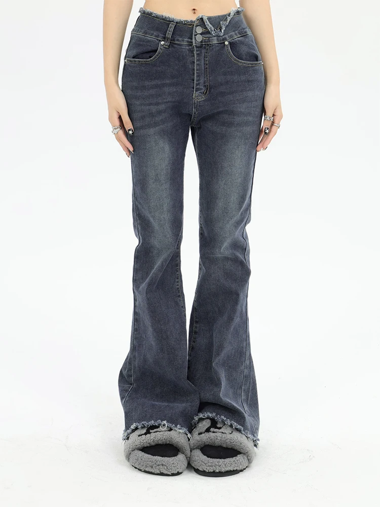 

Эластичные модные джинсовые брюки Y2K 2023, расклешенные джинсы, свободные удобные джинсы с высокой талией и широкими штанинами для женщин