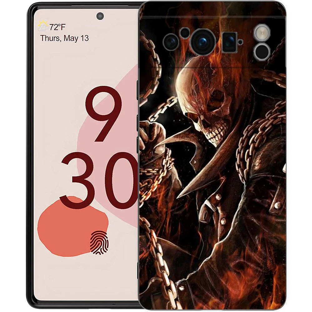 Чехол для телефона Google Pixel 6, 7, 8, 9, Pro XL, 8A, 7A, 6A, черный чехол, мягкий чехол, мрачный жнец, череп, скелет (art.: 3920cd108173f) - 3920cd108173f