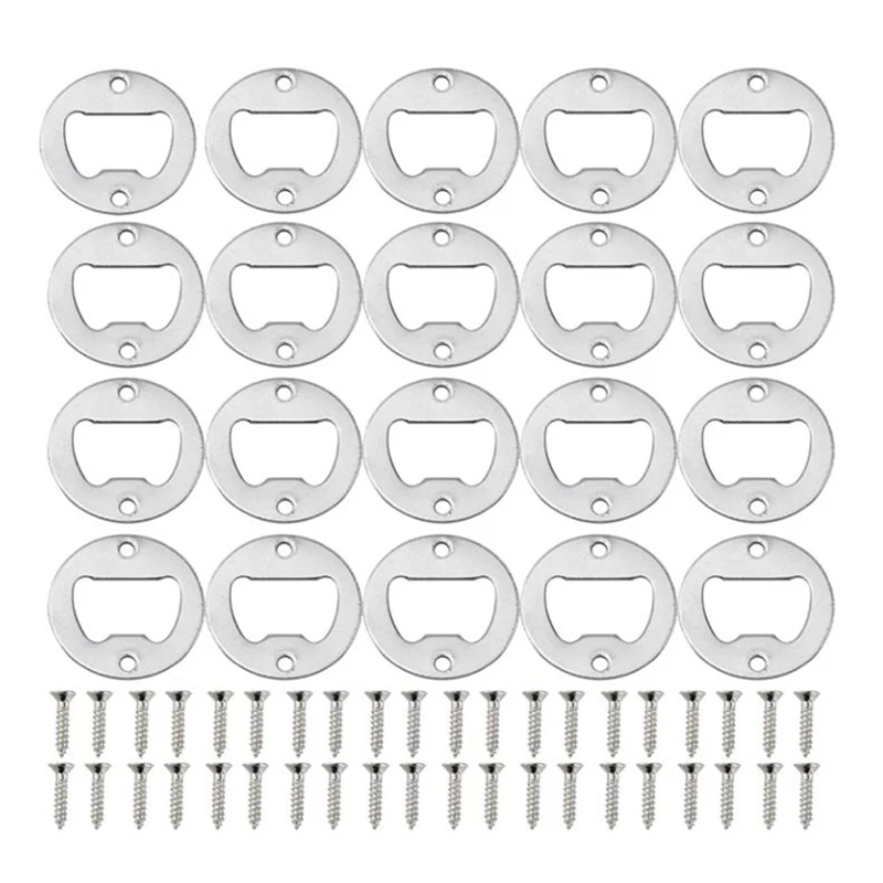 

Bottle Opener Insert Kit 20 Set Round Inset Bottle Opener Kit For DIY Keychain Beer Spanner Jar Bottle Opener Corkscrew