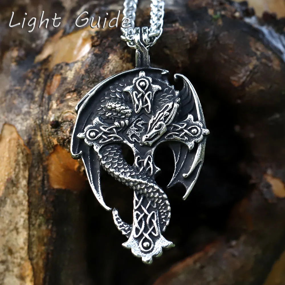 

2022 NEW Men's 316L stainless steel Fashion viking dragon Pendant Necklace for teens Vintage cool Jewelry Gift free shipping