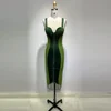 Sexy Evening Dress Kylie Jenner Style Sling Green Stitching Slim Socialite 4