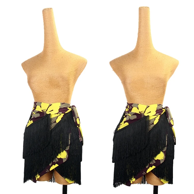 Танцевальный Костюм для латиноамериканских танцев с желтым цветочным принтом