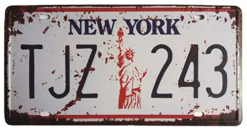 

New York TJZ 243 Retro Vintage Auto License Plate Home Wall Decor Metal Tin Sign Plaque Embossed Tag Size 6 X 12