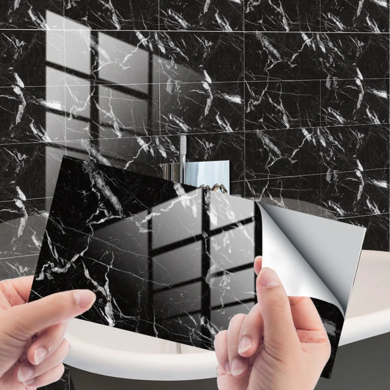 

[Wall Decor] Dls031 Imitation Marble Texture Tile Sticker Thick Coated Crystal Texture Decorative Self-Adhesive Stickers Wholesa