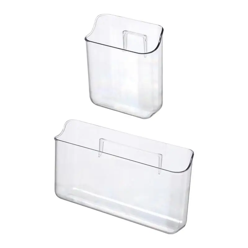 

Organizer Storage Box Transparent Self Adhesive Bathroom Decor Basket Shelves Media Organizer Storage Box Stationery Storage Box
