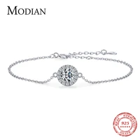 modian pure 925 sterling silver luxury 1 0ct sparkling clear cz link chain charm bracelet for women wedding engagement jewelry