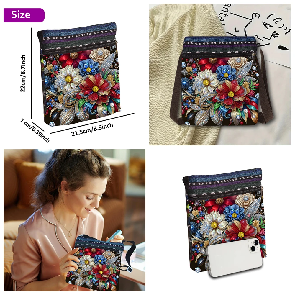 DIY Mandalha Diamond Painting Сумка Через Плечо Для Женщин Со Съемным Ремешком Холщовая На С