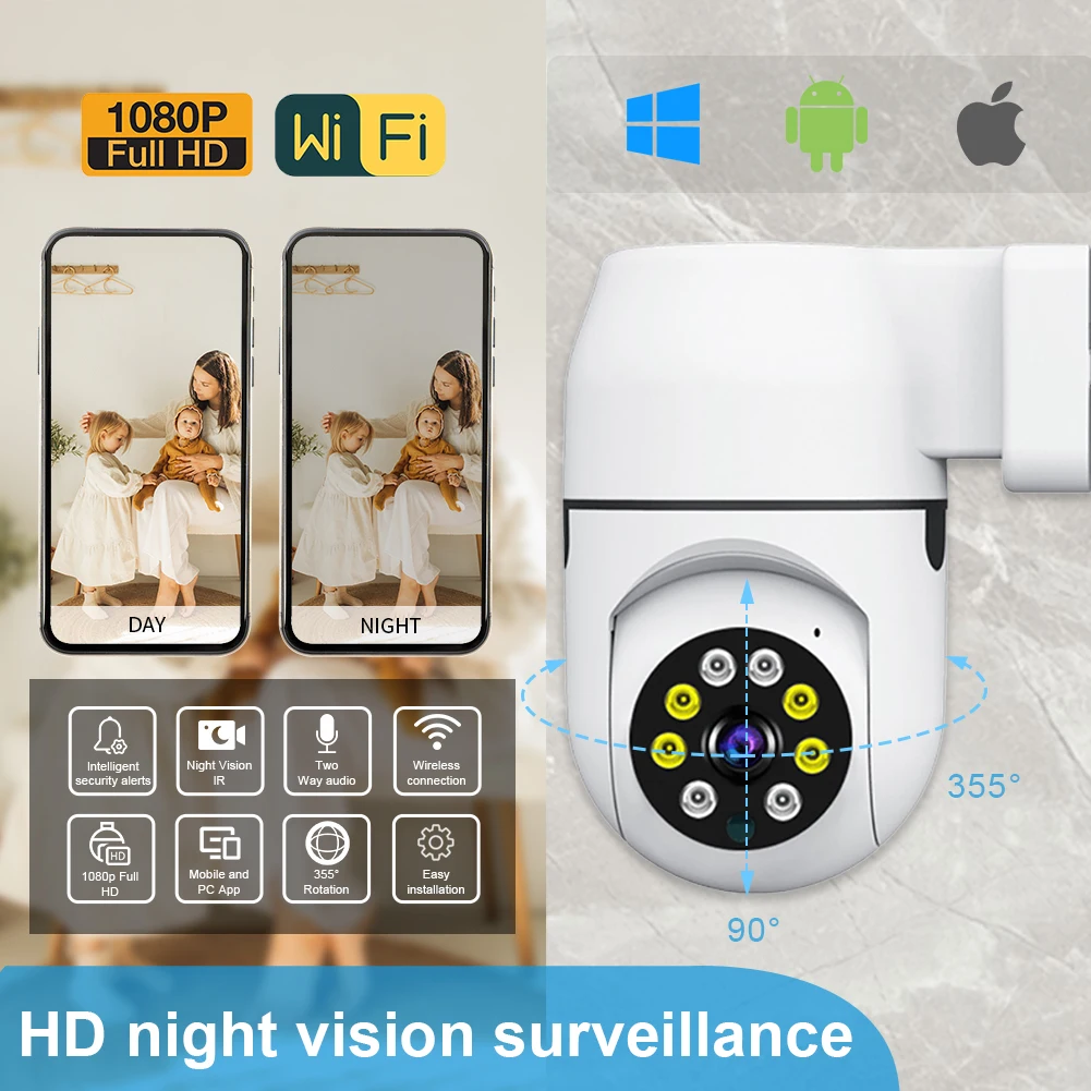 

2MP Smart Home Security Camera Night Vision Automatic Tracking Surveillance WiFi IP Cam Wireless Motion Detect Baby Pet Monitor