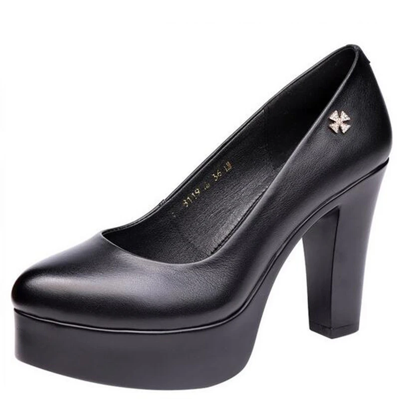 222 Women's New Fashion Leather Daily Shoes Top Class Leather Black and White Light Shoes High Heels 7/9/11Cm