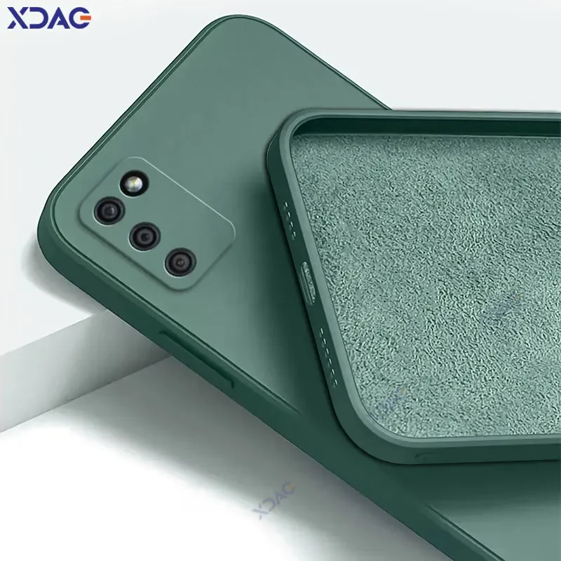 Квадратный жидкий силиконовый чехол для телефона Samsung Galaxy A02S F02S M02S 360 мягкая