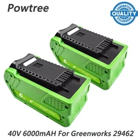 powtree replacement battery for greenworks 29462 40v 6000mah li ion rechargeable replacement gen2 g max power tool battery