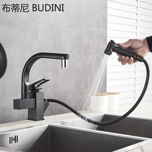 kitchen faucet matte black pull out bidet spray hot and cold water mixer tap 360 degree rotation sink crane washer dishwasher free global shipping