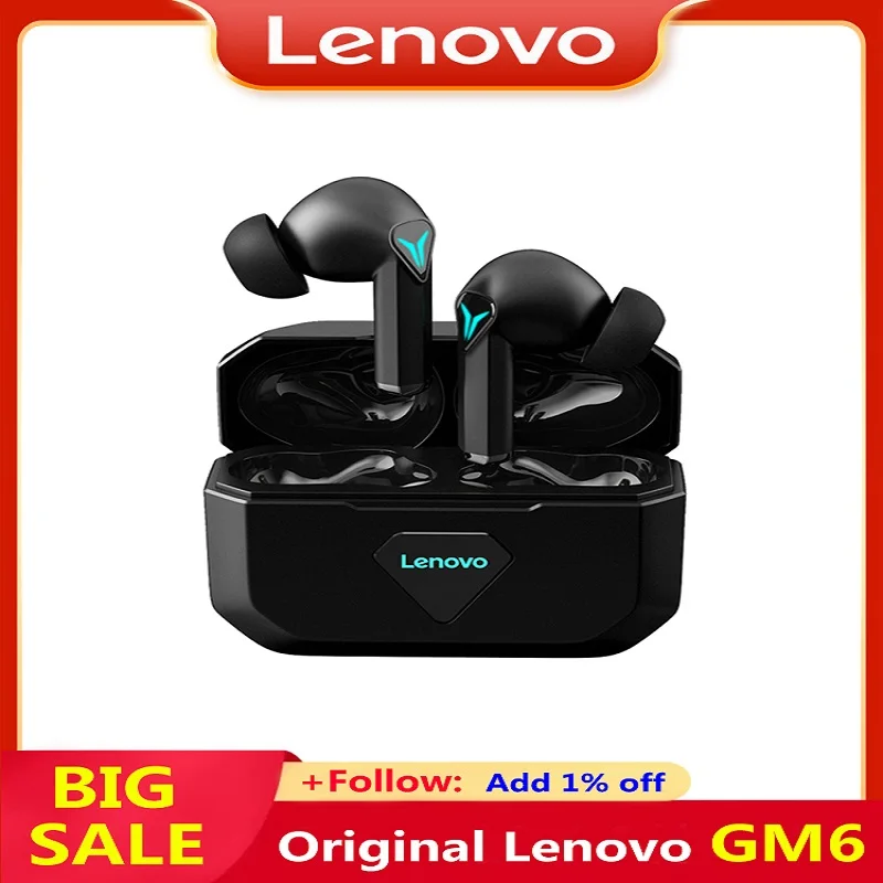 

Original Lenovo GM6 Gaming Earphone Wireless Bluetooth Headphones Noise Reduction Stereo Microphone Ai Control Earbuds Headset