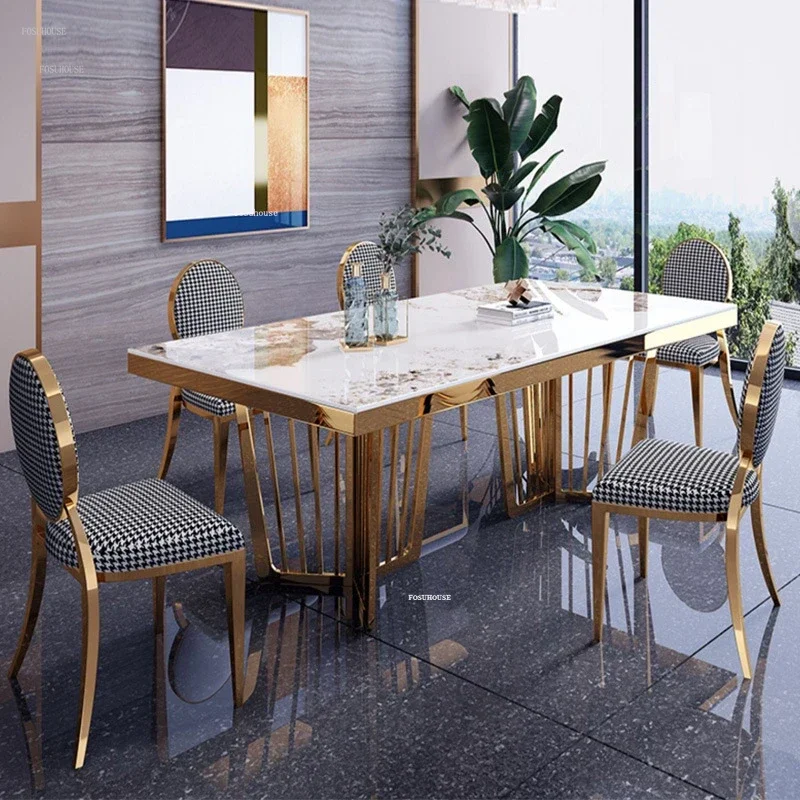 Легкие роскошные обеденные столы из шифера дизайнерская гостиная прямоугольный