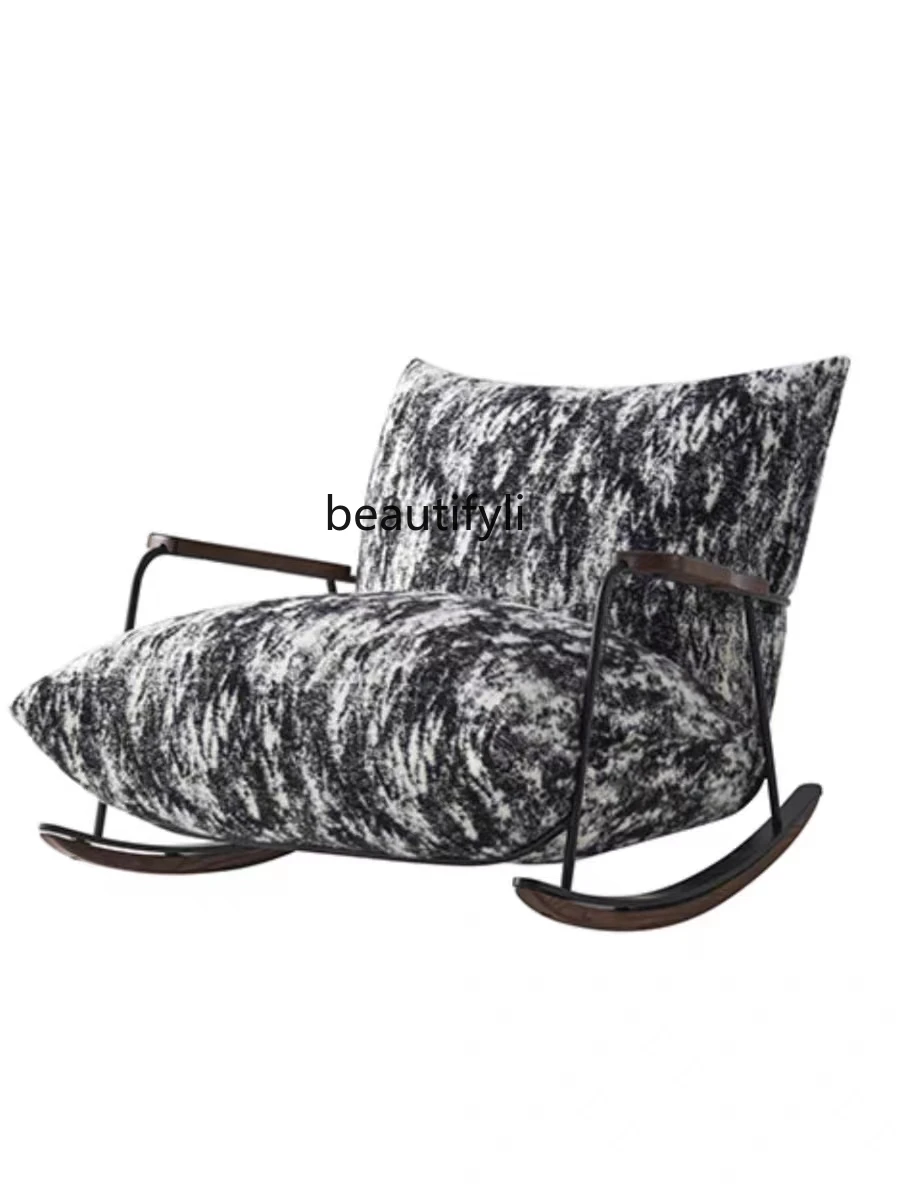

Nordic Modern Minimalist Retro Ink Flannel Single Rocking Chair Living Room Balcony Creative Couch