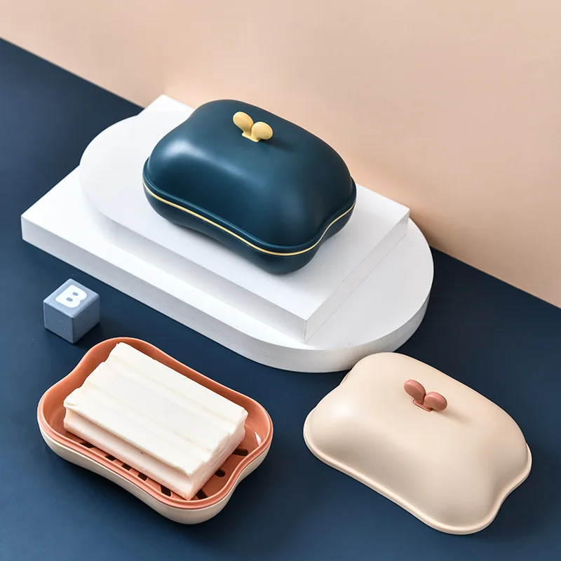 

Simple Creative Portable Soap Dishes Household Toilet Bathroom Storage with Cover Double Layer Drain Box Travel Accessories
