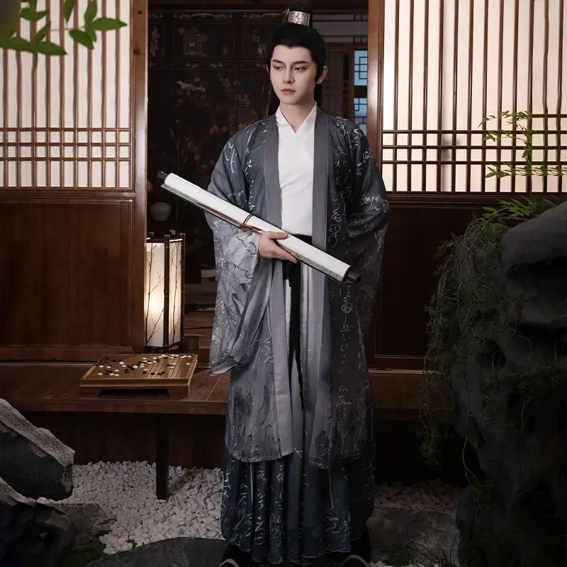 Hanfu Yasheng Wei Jin в китайском стиле черный серый супер бессмертный и элегантный