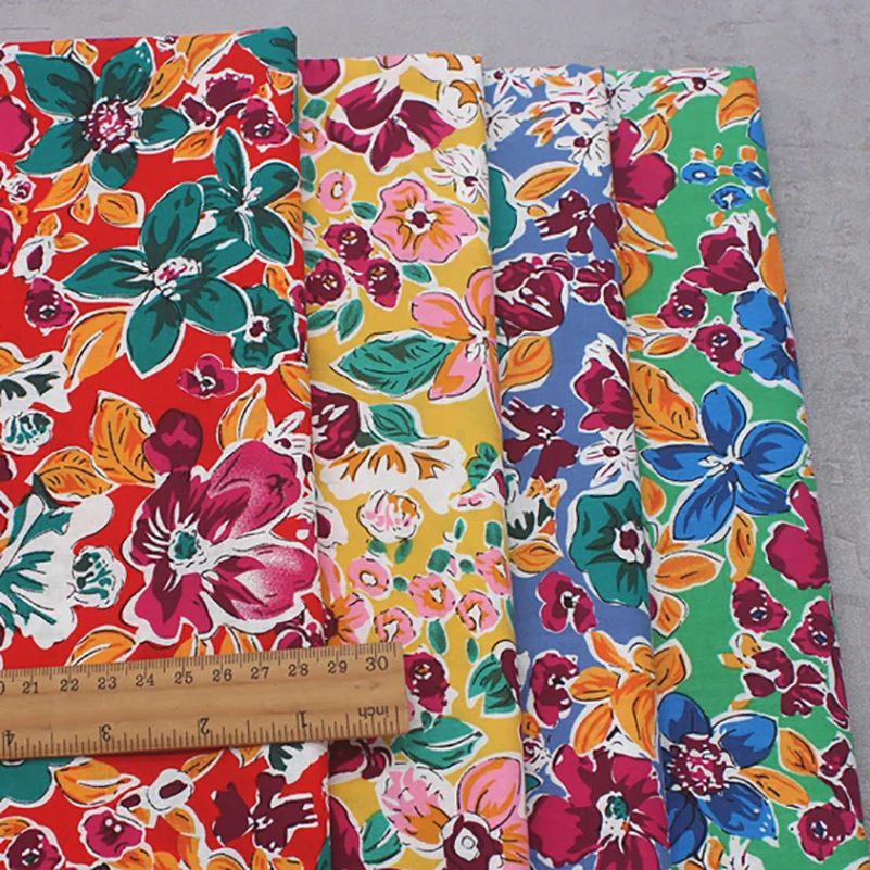 

Bohemian Style Pure Cotton Printed Fabric Small Floral Cloth Summer Children's Dress Shirt Clothing Fabric by Half Meter