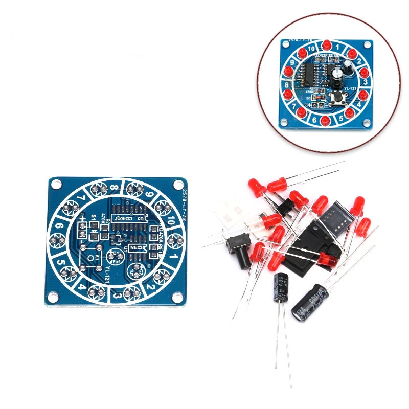

Round Electronic Lucky Rotary Suite CD4017 NE555 Self DIY LED Light Kit Production Parts and Components New Design