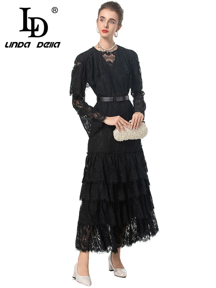 Женское кружевное платье LD LINDA DELLA Осеннее облегающее повседневное бальное с