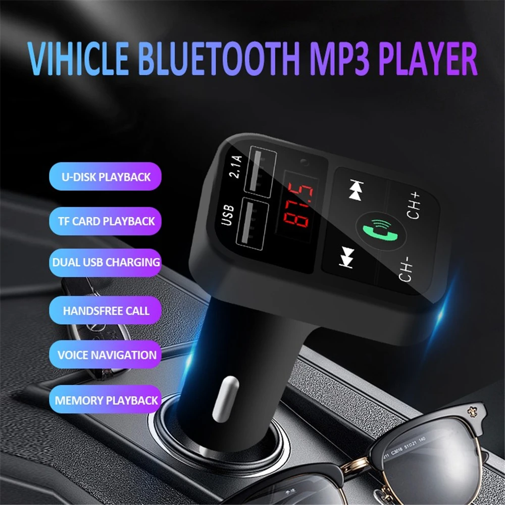 

FM-передатчик беспроводной Bluetooth 5,0 автомобильный комплект громкой связи аудио приемник автомобильный MP3 музыкальный плеер двойной USB Автомо...