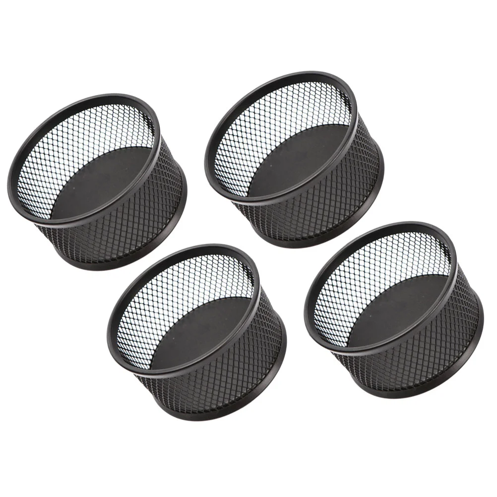 4 PCS Paper Clip Storage Bucket Mesh Holder Metal Paperclip Organizer Container Black Colored Pencils Cup Multi-functional