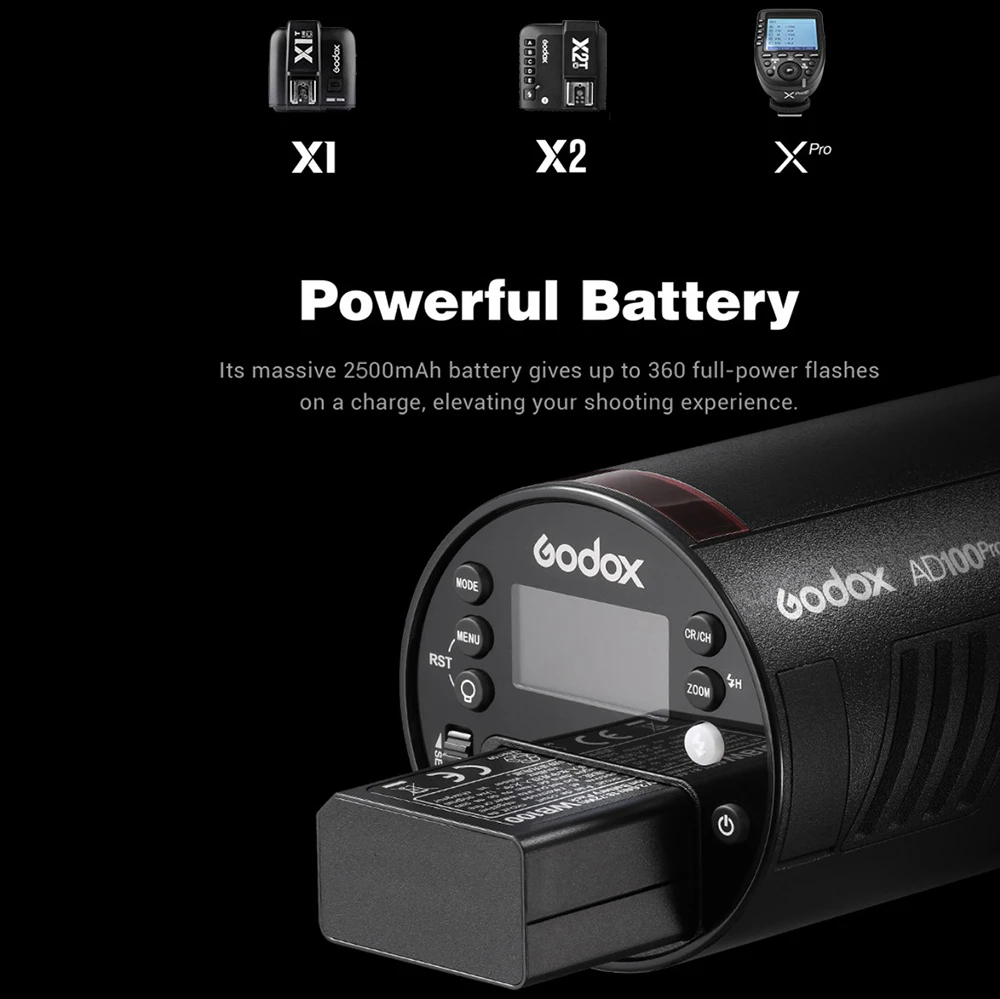 Godox AD100Pro 2 4G 100Ws TTL Карманный Speedlite 1/8000 HSS 2500 мАч Уличная вспышка AD100 Pro для Sony Nikon Canon