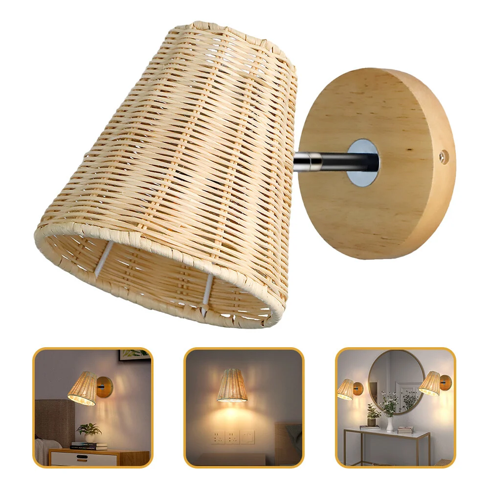 

Wicker Vine Modern Night Light Wicker Wall Sconce Light Bedroom Farmhouse Lamp Living Mounted Rustic Chandelier