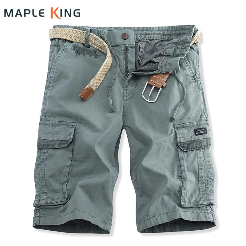 

Шорты-карго мужские хлопковые с множеством карманов, винтажные свободные рабочие штаны до колен, уличная одежда в стиле милитари, без ремня, лето 2023