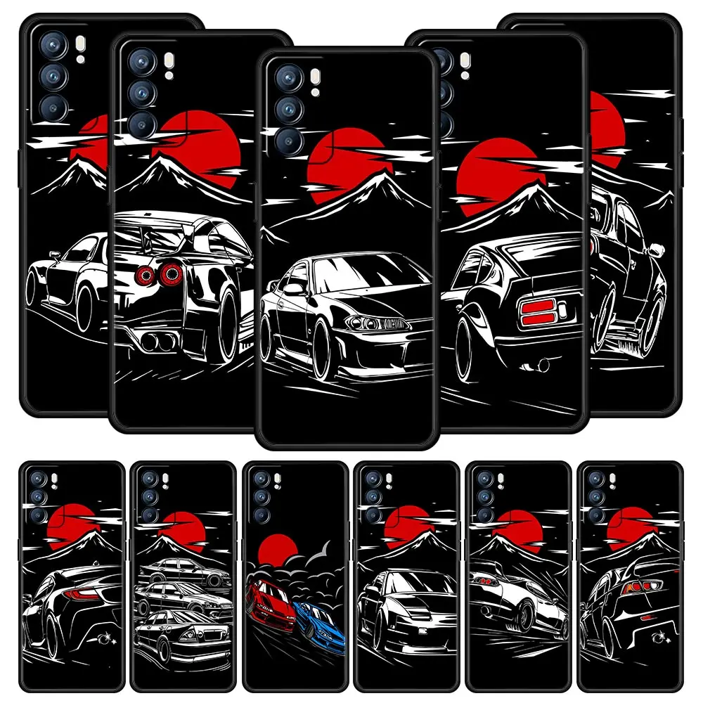 

Японский JDM спортивные автомобили мужской чехол для Oppo Find X5 A54 A53 A52 A9 2020 A15 A95 A16 A76 A74 A12 Reno7 SE Reno6 Pro 5G чехол