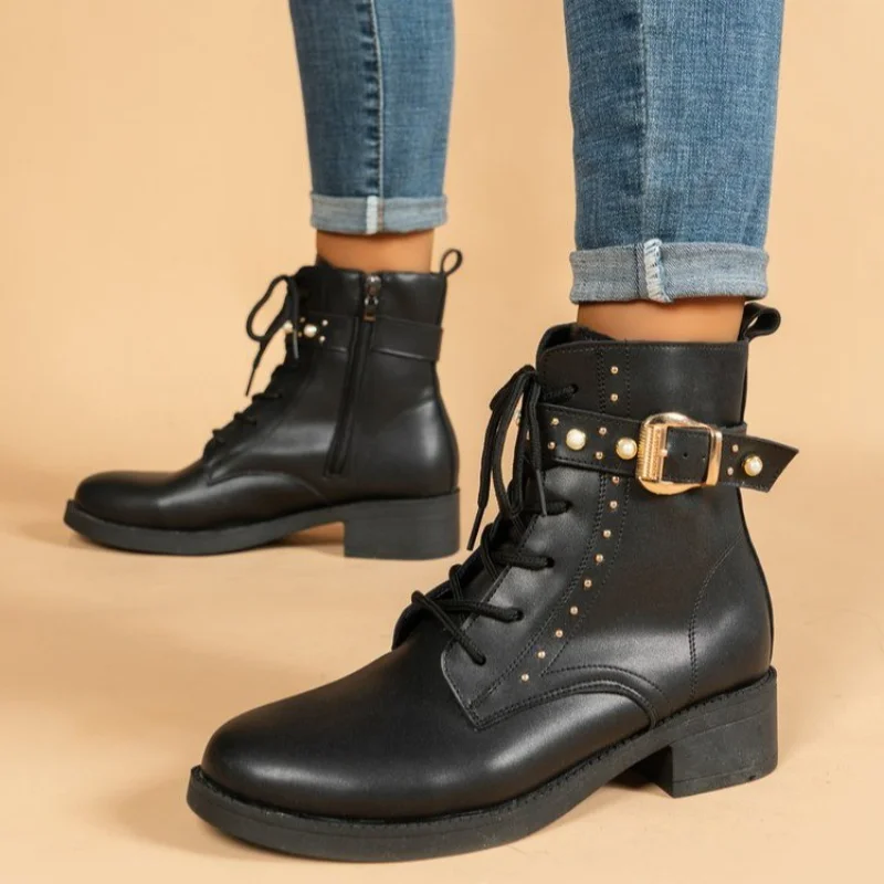 Women's Boots Shoes Autumn Rivet Winter Shoes 2023 New Temperament Solid Women's Fashion Platform Shoes 2023 NEW