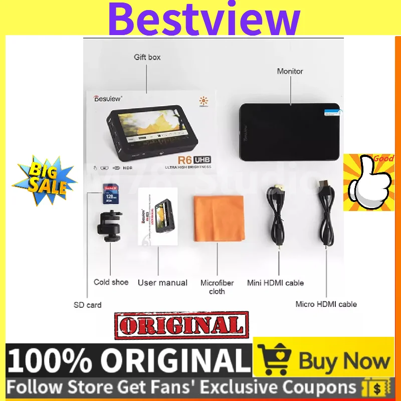 Монитор Bestview Besview R6 5 дюйма 2800 нит 4K HDMI FHD 1920x1080 |